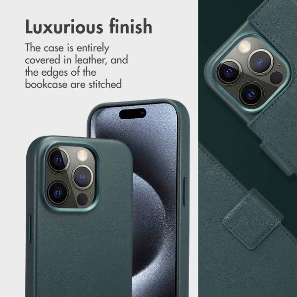 Accezz 2-in-1 Leather Bookcase with MagSafe Apple iPhone 15 Pro - Cedar Green