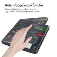 imoshion Design Slim Hard Case Sleepcover met stand Kobo Libra Colour - Black Marble