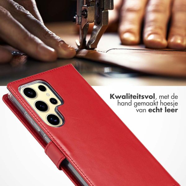 Selencia Echt Leren Bookcase Samsung Galaxy S25 Ultra - Rood