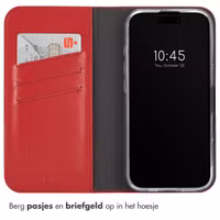 Selencia Echt Leren Bookcase Apple iPhone 16 Pro Max - Rood