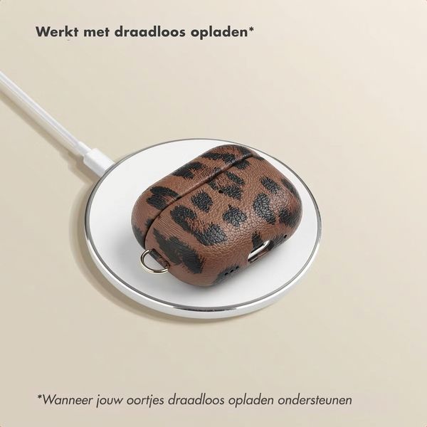 Selencia Sabi Case met panterprint  Apple Airpods Pro 3 - Mocha Brown