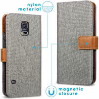 imoshion Luxe Canvas Bookcase Samsung Galaxy S5 (Plus) / Neo - Grijs