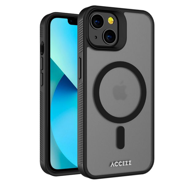Accezz Rugged Frosted MagSafe Backcover iPhone 13 - Zwart