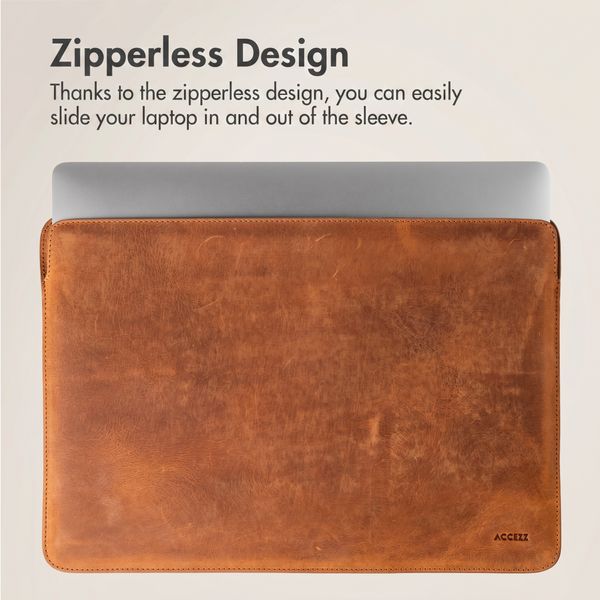 Accezz Leather laptop sleeve 15 inch - Cognac