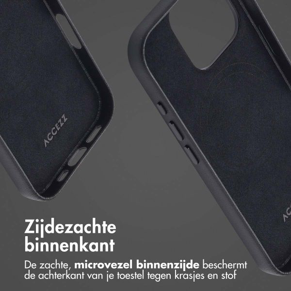 Accezz MagSafe Leather Backcover iPhone 16 Pro - Onyx Black