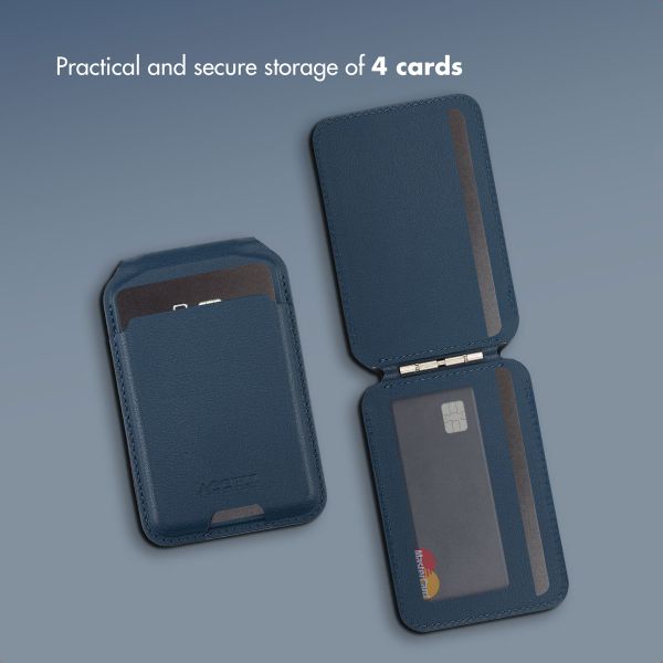Accezz Leather Wallet with Stand - Compatible with MagSafe and Qi2 - Nightfall Blue