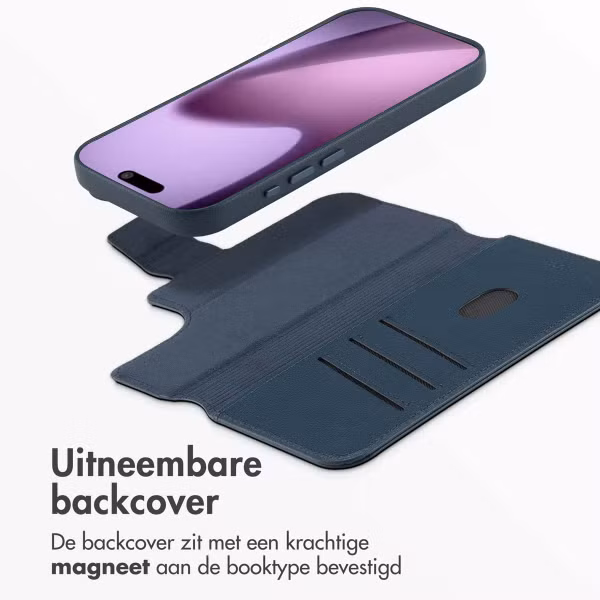 Accezz Leather Bookcase 2-in-1 met MagSafe Apple iPhone 17 - Nightfall Blue