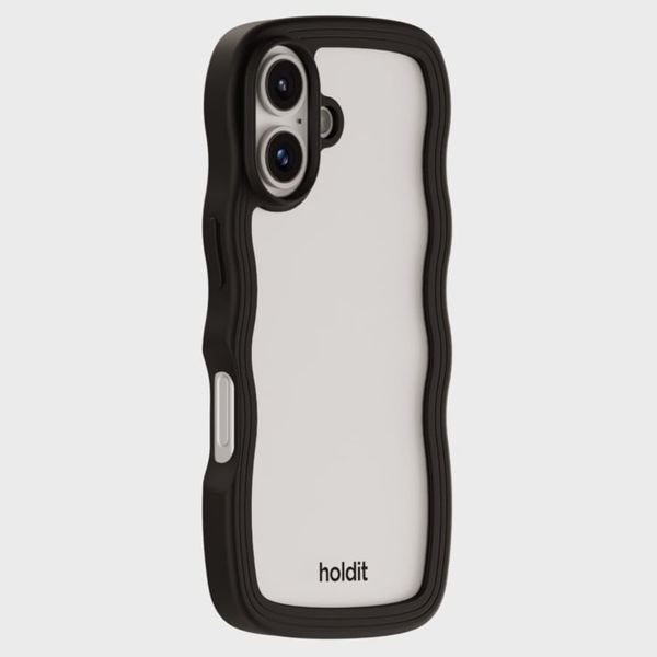 Holdit Wavy Case iPhone 16 Plus - Black / Transparent