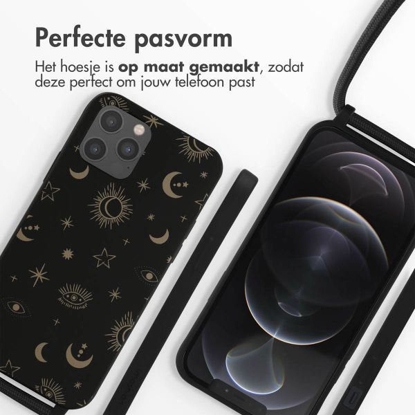 imoshion Siliconen design hoesje met koord Apple iPhone 12 (Pro) - Sky Black