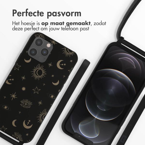 imoshion Siliconen design hoesje met koord iPhone 12 (Pro) - Sky Black