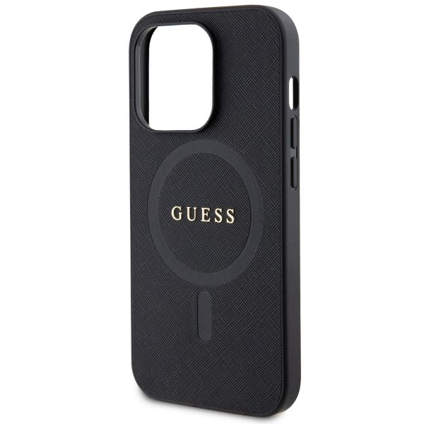 Guess Saffiano Backcover MagSafe Apple iPhone 15 Pro Max - Zwart