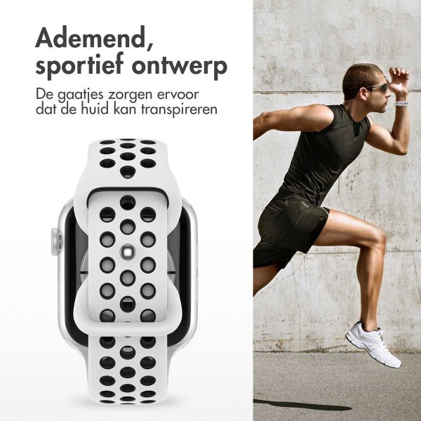 imoshion Sport⁺ bandje Apple Watch Series 1 t/m 9 / SE (38/40/41 mm) | Series 10 / 11 (42 mm) - Maat M/L - Pure Platinum & Black
