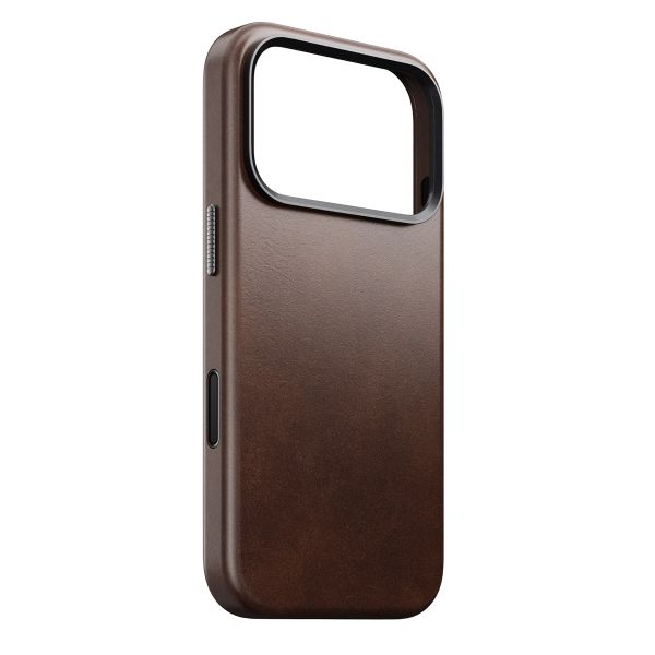 Nomad Traditional Horween Leather Backcover met MagSafe Apple iPhone 17 Pro - Rustic Brown