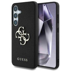 Guess 4G Metal Logo Saffiano Backcover Samsung Galaxy S25 Plus - Zwart