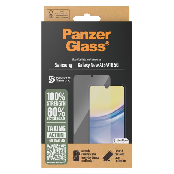 PanzerGlass Ultra-Wide Fit Anti-Bacterial Screenprotector Samsung Galaxy A16 (5G/4G)