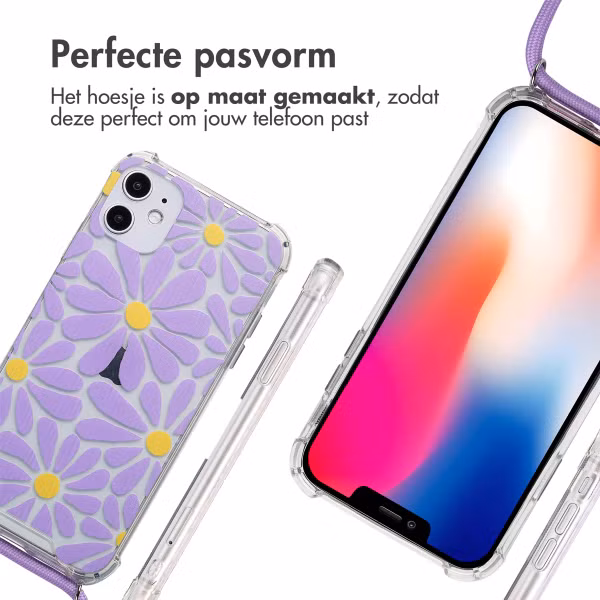 imoshion Design hoesje met koord Apple iPhone 11 - Tropical Violet Flowers Connect