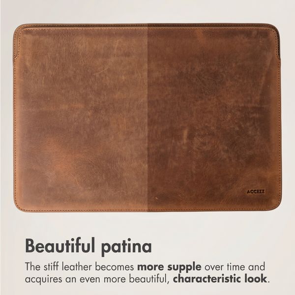 Accezz Leather laptop sleeve 13 inch - Cognac