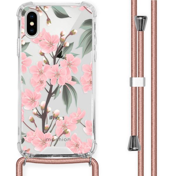 imoshion Design hoesje met koord iPhone X / Xs - Bloem - Roze / Groen