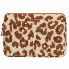 Selencia Teddy Laptop hoes 15-16 inch - Laptopsleeve - Vanilla Leopard
