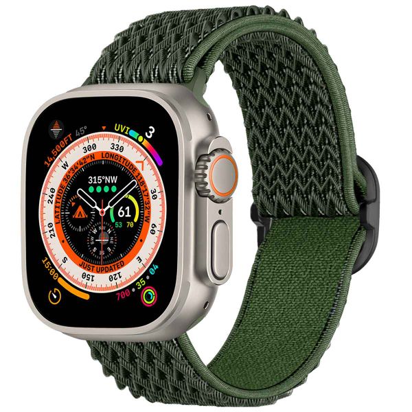 imoshion Elastisch nylon bandje Apple Watch Series 1-10 / SE / Ultra (2) - 42/44/45/46/49 mm - Donkergroen