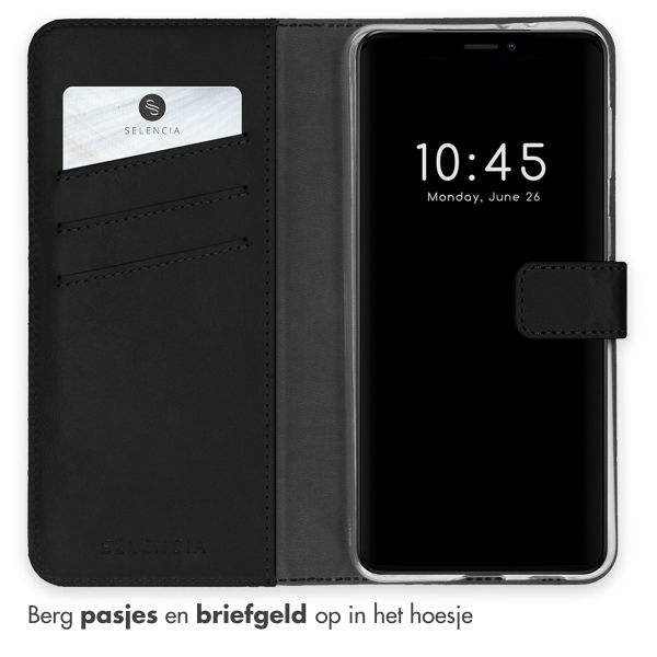 Selencia Echt Leren Bookcase iPhone 13 - Zwart