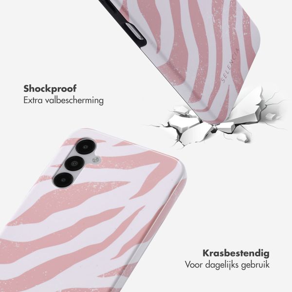 Selencia Vivid Tough Backcover Samsung Galaxy A14 (5G/4G) - Colorful Zebra Old Pink