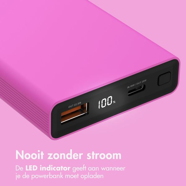 imoshion Ultra Series Aluminium Powerbank 10.000 mAh - Quick Charge en Power Delivery - Hot Pink