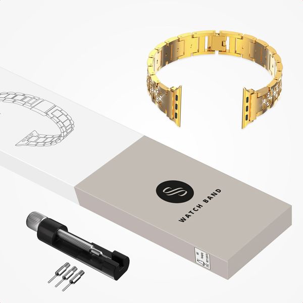 Selencia Sparkle schakelband Apple Watch Series 1 t/m 9 / SE (38/40/41 mm) | Series 10 / 11 (42 mm) - Goud