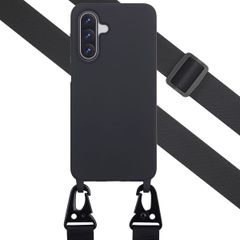 Selencia Siliconen hoesje met afneembaar koord Samsung Galaxy A17 - Zwart