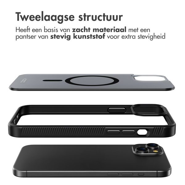 Accezz Rugged Frosted MagSafe Backcover Apple iPhone 15 Plus - Zwart