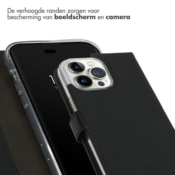Selencia Echt Leren Bookcase Apple iPhone 14 Pro Max - Zwart