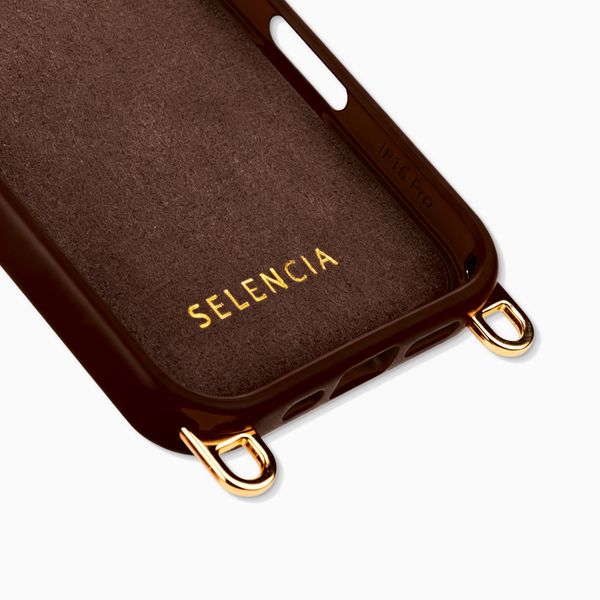 Selencia Rivièra MagSafe Backcover met afneembare haakjes Apple iPhone 16 Pro - Choco Brown