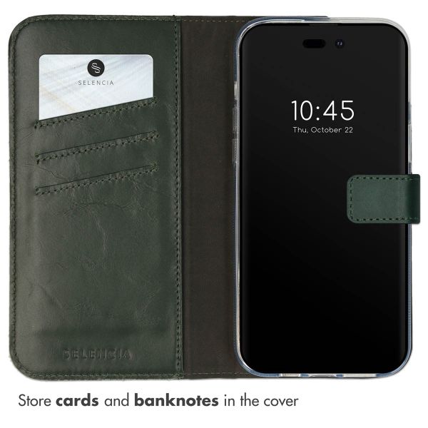 Selencia Genuine Leather Book Case Apple iPhone 14 Pro Max - Green