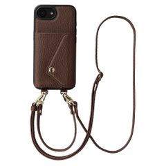 Selencia Sera Telefoonhoes met Koord en Envelop Pashouder Apple iPhone 17e / 16e - Chocolate Brown
