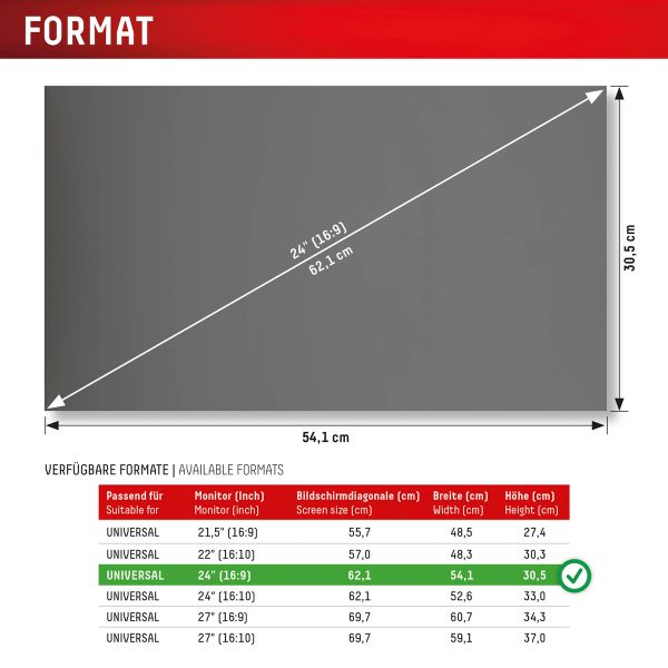 Displex Privacy Safe Magnetische Screenprotector Desktop 24 inch - Universeel - 16:9