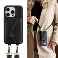 Selencia Sera Phone Case with Cord and Envelope Card Holder Apple iPhone 15 Pro - Black