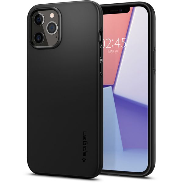 Spigen Thin Fit Air Backcover iPhone 12 (Pro) - Zwart