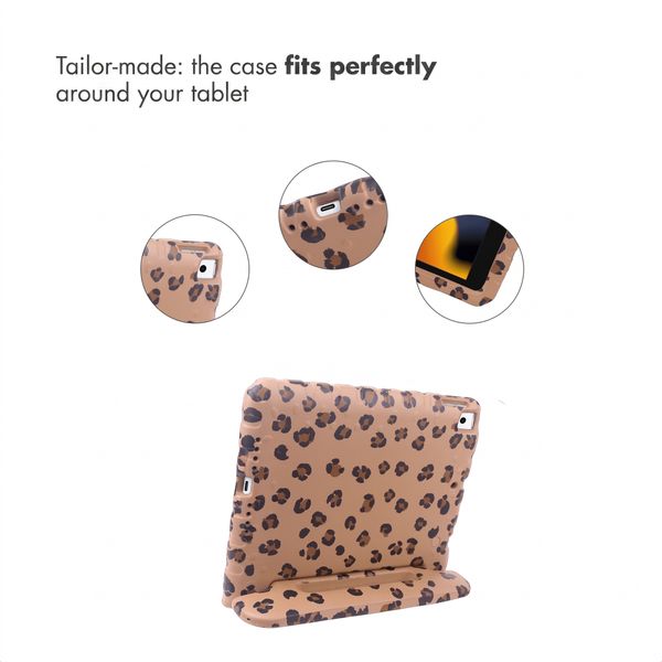 imoshion Kidsproof Design Back Cover with Handle Apple iPad 9 (2021) 10.2 inch / iPad 8 (2020) 10.2 inch / iPad 7 (2019) 10.2 inch - Leopard Print