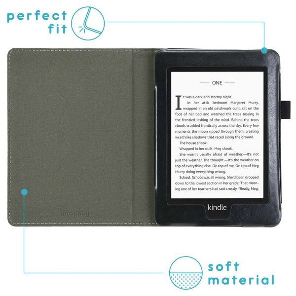 imoshion Vegan Leather Bookcase Amazon Kindle Paperwhite 4 - Zwart