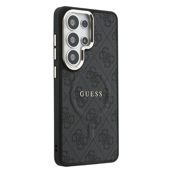 Guess 4G Leather Backcover met MagSafe Samsung Galaxy S26 Ultra - Gold Edge - Black