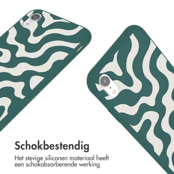 imoshion Siliconen design hoesje met koord Apple iPhone Xr - Petrol Green Groovy