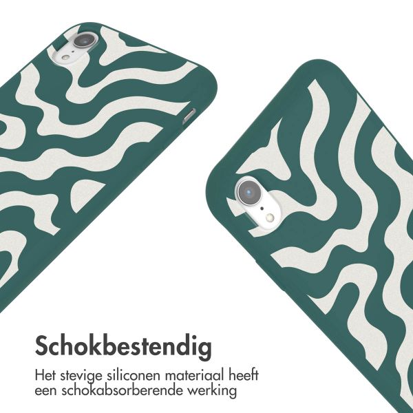 imoshion Siliconen design hoesje met koord iPhone Xr - Petrol Green Groovy