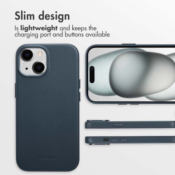 Accezz Leather Back Cover with MagSafe Apple iPhone 15 - Nightfall Blue