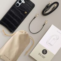 Selencia Nova Croco Telefoonhoes met Koord en Pashouder Samsung Galaxy S24 / S25 - Zwart