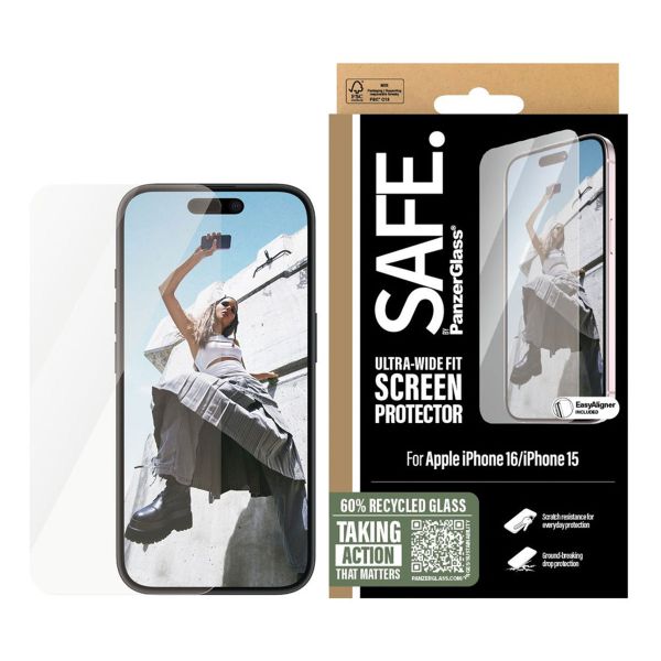 SAFE by PanzerGlass Ultra-Wide Fit Screenprotector iPhone 16