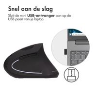 imoshion Ergonomische draadloze muis - Rechtshandig - USB-A - Zwart