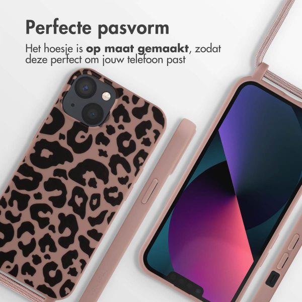 imoshion Siliconen design hoesje met koord iPhone 13 - Animal Pink