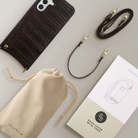 Selencia Nova Croco Telefoonhoes met Koord en Pashouder Samsung Galaxy A56 - Choco Brown