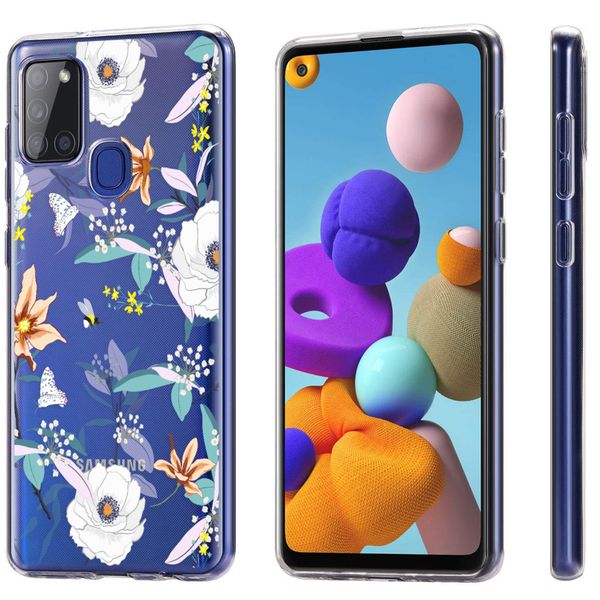 imoshion Design hoesje Samsung Galaxy A21s - Bloem - Wit