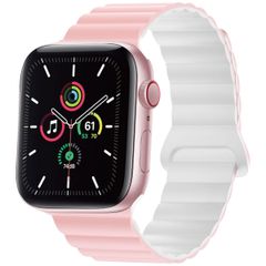 imoshion Magnetisch Siliconen bandje Apple Watch Series 1 t/m 9 / SE (38/40/41 mm) | Series 10 / 11 (42 mm) - Roze & Wit